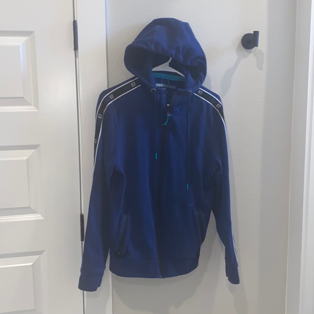 EUC Aeropostale Men’s Size S Small Zip- Down Hoody Hoodie Jacket Cost Navy Blue